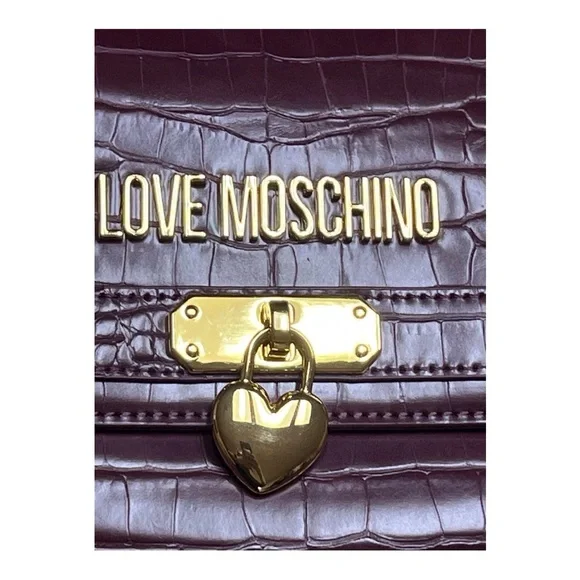 NWT MOSCHINO Croc Embossed Purple Shoulder Bag - Picture 5 of 8